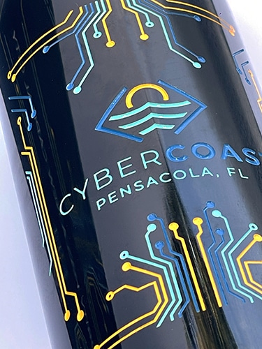 CyberCoast Deep Etched Hand Painted Bottle