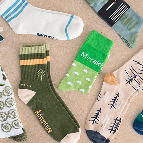 Customized socks and business merchandise.
