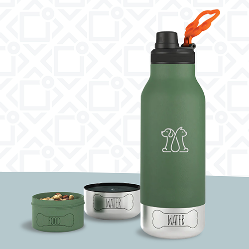 Pet water bottle with cup for treats and water bowl Pet water bottle with cup for treats and water bowl.